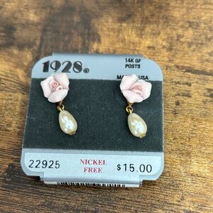 1928 Blush Rose and Gold Pearl Earrings
